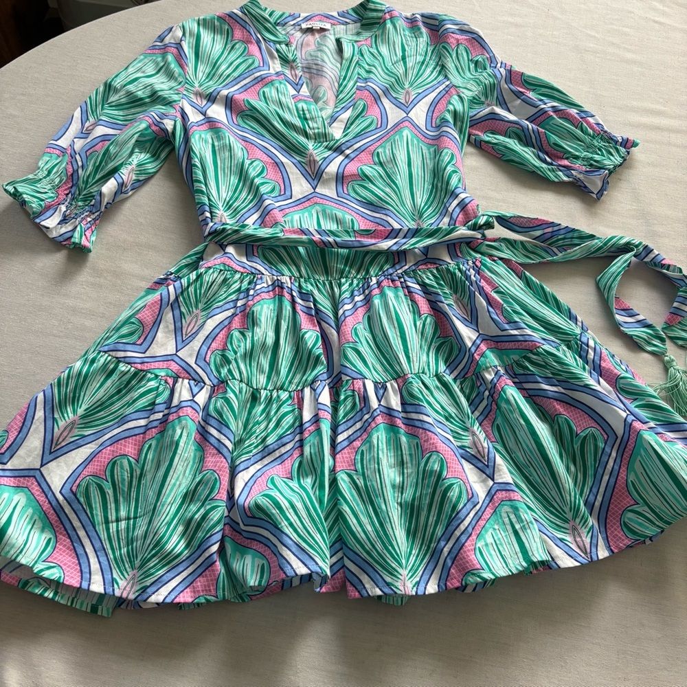 Paolita Coastal Boho Print Cotton Mini Dress Size M